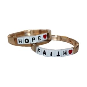 Faith & Hope Tile Beaded Bracelet Set